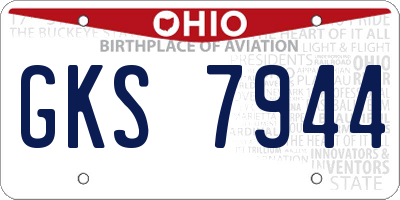OH license plate GKS7944