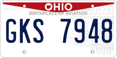 OH license plate GKS7948