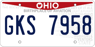 OH license plate GKS7958