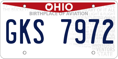 OH license plate GKS7972