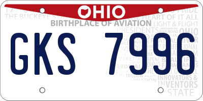 OH license plate GKS7996