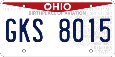 OH license plate GKS8015