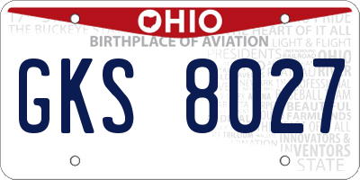 OH license plate GKS8027