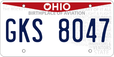 OH license plate GKS8047