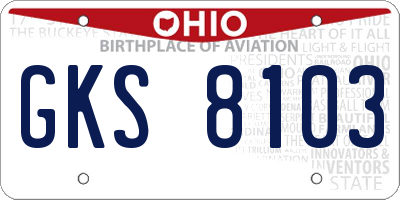 OH license plate GKS8103