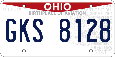 OH license plate GKS8128