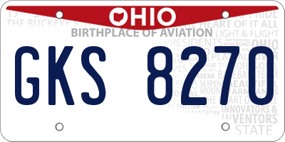 OH license plate GKS8270