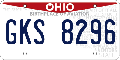 OH license plate GKS8296