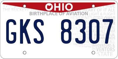 OH license plate GKS8307