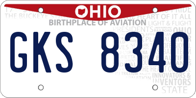 OH license plate GKS8340