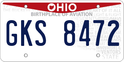 OH license plate GKS8472