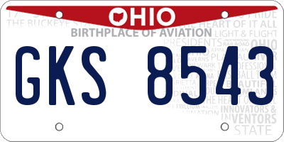 OH license plate GKS8543