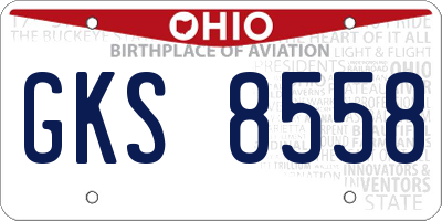 OH license plate GKS8558