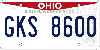 OH license plate GKS8600