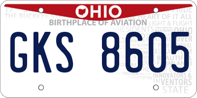 OH license plate GKS8605