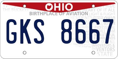 OH license plate GKS8667