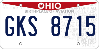 OH license plate GKS8715
