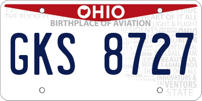 OH license plate GKS8727