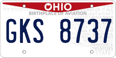 OH license plate GKS8737