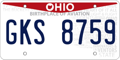 OH license plate GKS8759