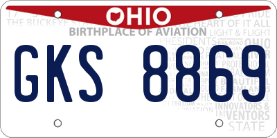 OH license plate GKS8869