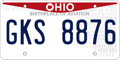 OH license plate GKS8876