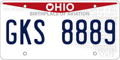 OH license plate GKS8889