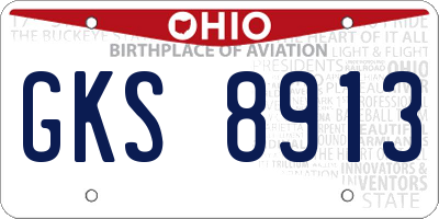 OH license plate GKS8913