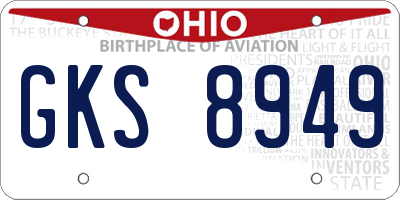 OH license plate GKS8949