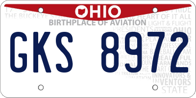 OH license plate GKS8972