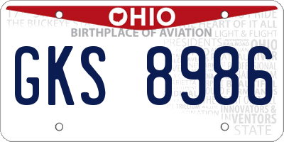 OH license plate GKS8986