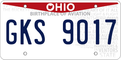 OH license plate GKS9017