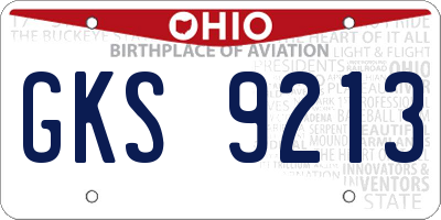 OH license plate GKS9213