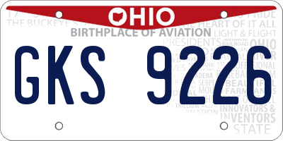 OH license plate GKS9226