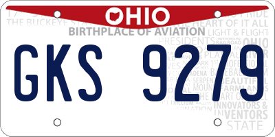 OH license plate GKS9279