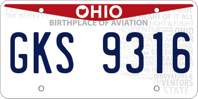 OH license plate GKS9316