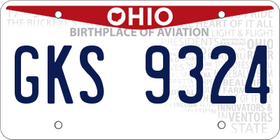 OH license plate GKS9324