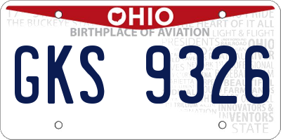 OH license plate GKS9326