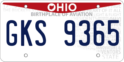 OH license plate GKS9365
