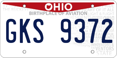 OH license plate GKS9372