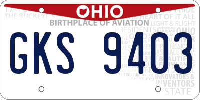OH license plate GKS9403