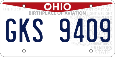 OH license plate GKS9409
