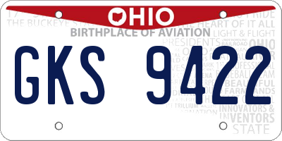 OH license plate GKS9422