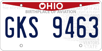 OH license plate GKS9463