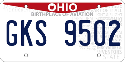 OH license plate GKS9502