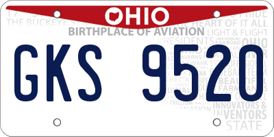 OH license plate GKS9520