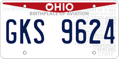 OH license plate GKS9624
