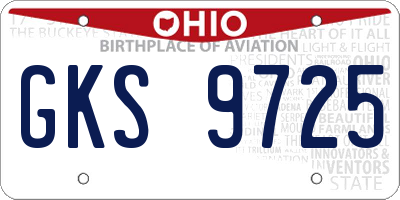 OH license plate GKS9725