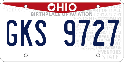 OH license plate GKS9727