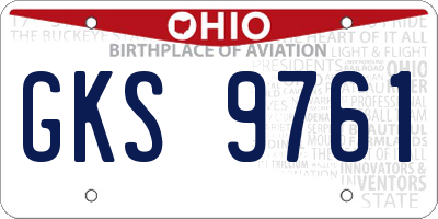 OH license plate GKS9761